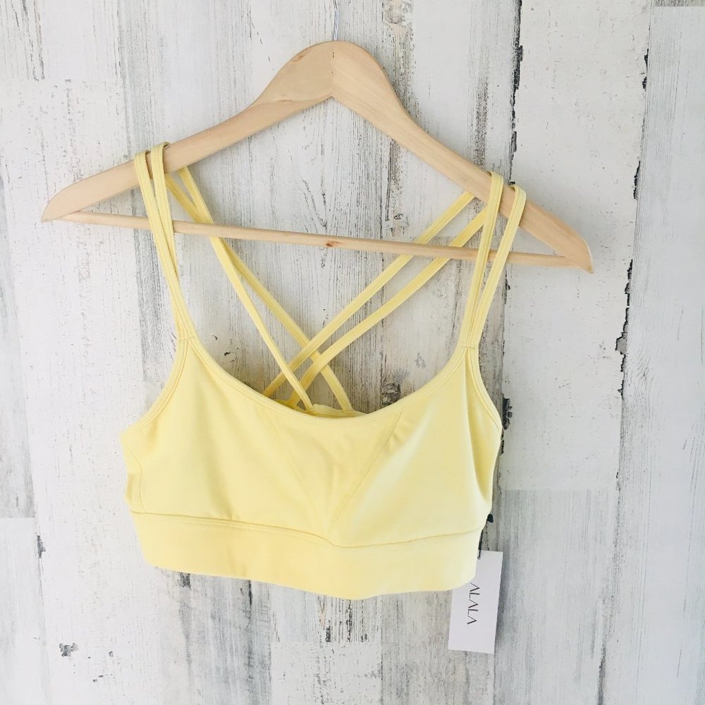 NWT ALALA M Peak Sports Bra Buttercup Yellow High Impact Not Padded